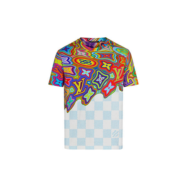 21年新作 ルイヴィトン◆ダミエLVプリントTシャツ コピー 1A8P12