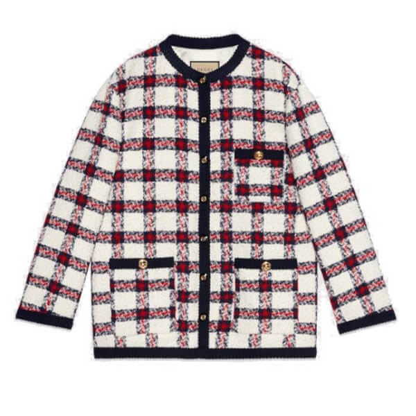 グッチ 新作 GG チェック ツイード ジャケット 660820 ZAGLK 9098