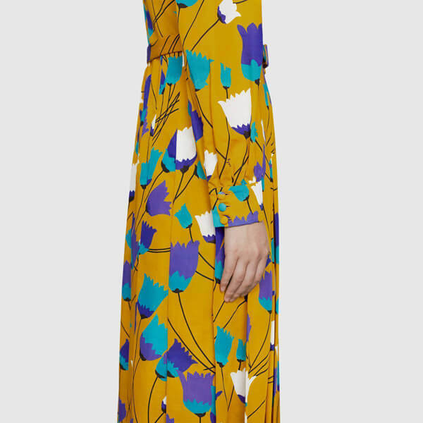 グッチ 21SS チューリップ プリント コットンリネン ドレス 652088ZAGVN 7197