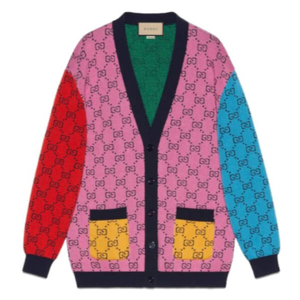 グッチ【グッチ】新作 マルチカラー ウールコットン カーディガン 662036 XKBYA 5098