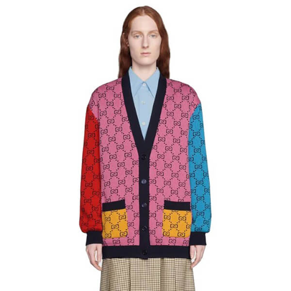 グッチ【グッチ】新作 マルチカラー ウールコットン カーディガン 662036 XKBYA 5098