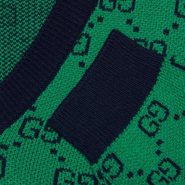 グッチ セーター トップス ウール 綿 緑 Vネック GG 新 男 プレタ 661155 XKBXI 3465