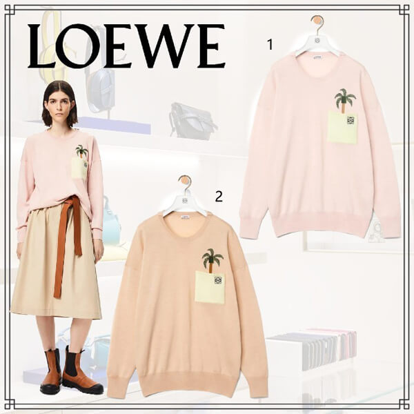 ロエベ◆ラ?パルム エンブロイダリー セーター 偽物 ウール S897Y14K01