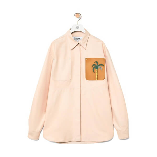 21SS  ロエベ★ラ?パルム オーバーシャツ★デニム コピー ペールピンク★S897Y02X01