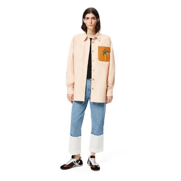 21SS  ロエベ★ラ?パルム オーバーシャツ★デニム コピー ペールピンク★S897Y02X01