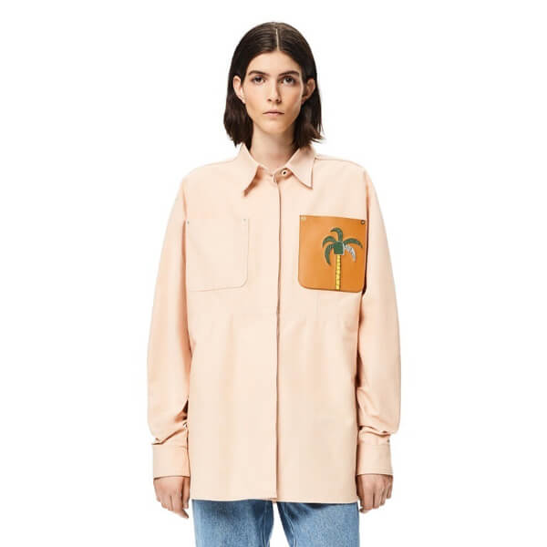 21SS  ロエベ★ラ?パルム オーバーシャツ★デニム コピー ペールピンク★S897Y02X01