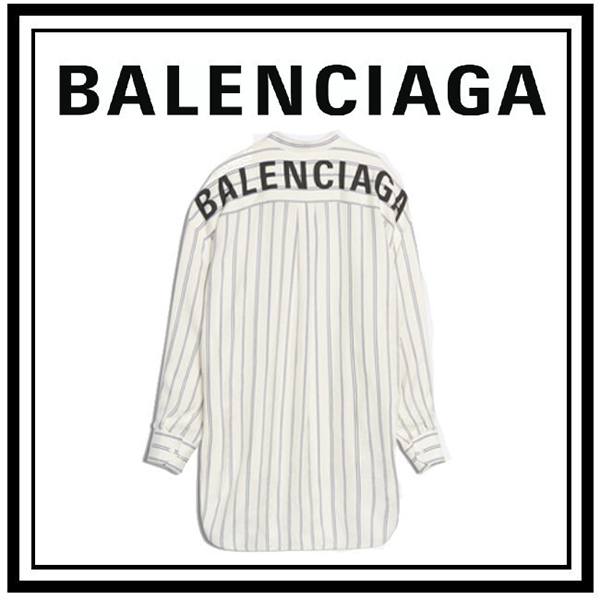 バレンシアガロゴ入り ストライプ シルク スウィングシャツ コピー 520497TDN039153
