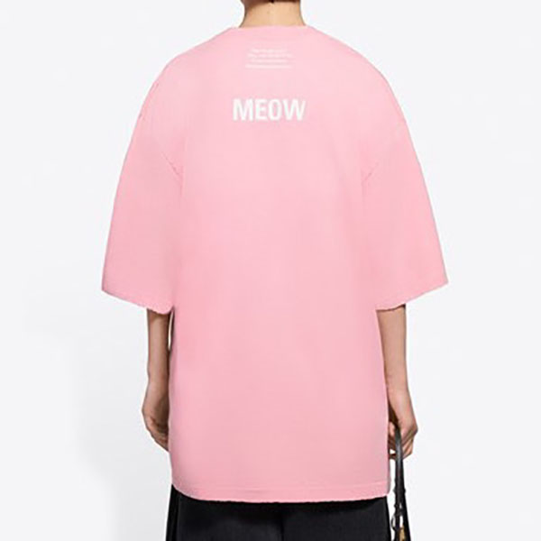 バレンシアガＴシャツ偽物＊I LOVE CATS 猫 プリント MEOW バックロゴ 