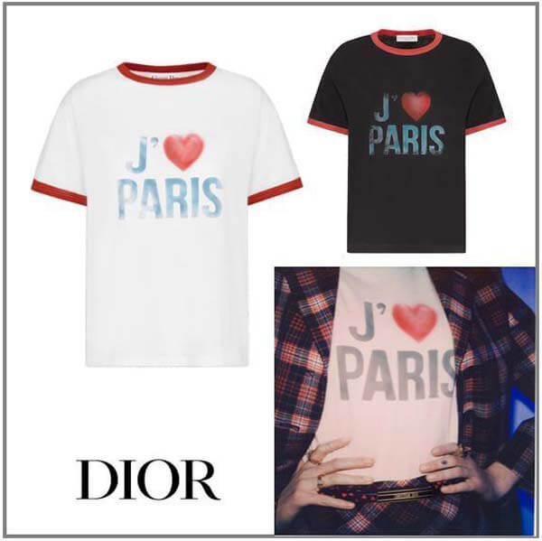 可愛いディオール 21 新作 Tシャツ ?I Love Paris?偽物 2色