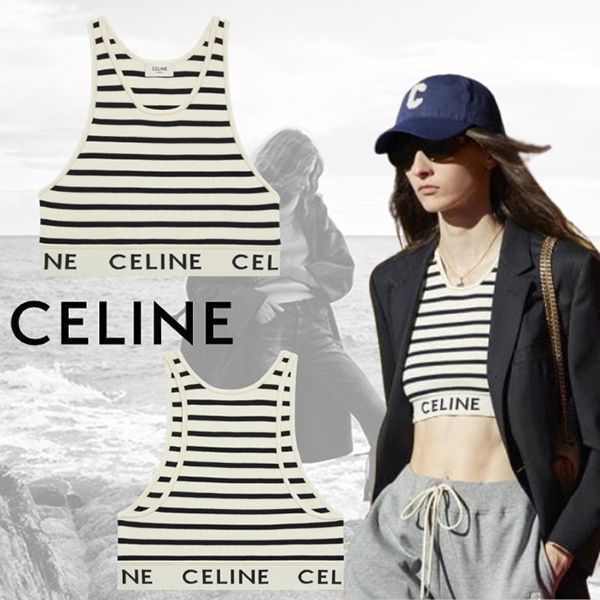 【21SS】セリーヌ ストライプ スポーツブラ アスレチックニット偽物