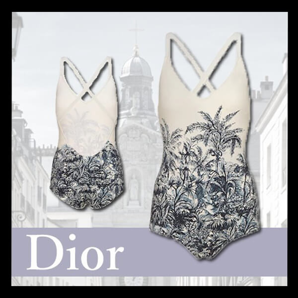 ディオール Toile de Jouy Palms スイムウェア ワンピースコピー 水着 12BS01A2844_X0872