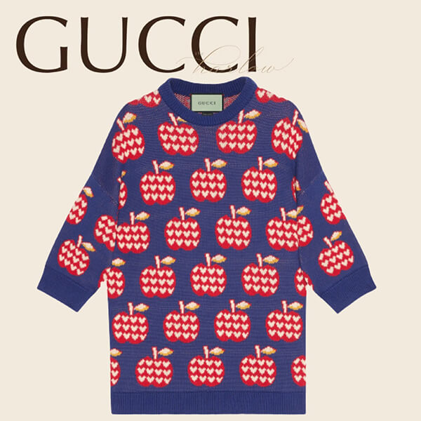 グッチ セーター 偽物 アップル＆ハート レポム セーター トップス 林檎 ハート GG 男女 プレタ