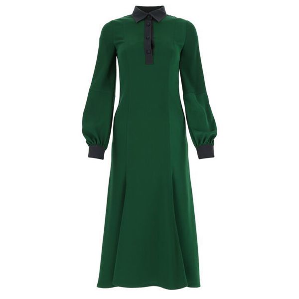 ロエベ★ポロ カラー ミディ ドレス偽物 ( サテン バック クレープ)S540335XD9 