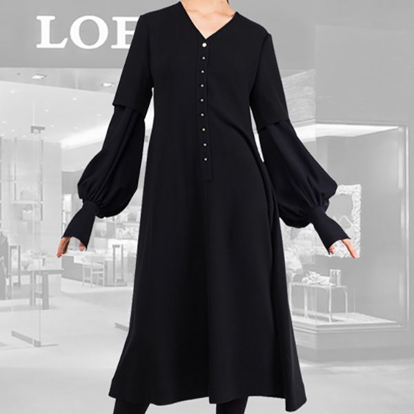 ロエベ★SALE!偽物 バルーンスリーブ レイヤードエフェクトドレス