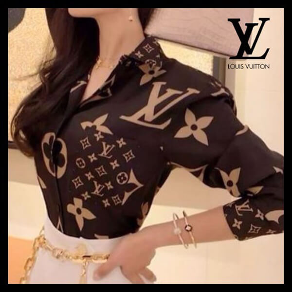 《黒×茶モノグラムがツボ?》 ルイヴィトン シャツ ブラウス1A935U