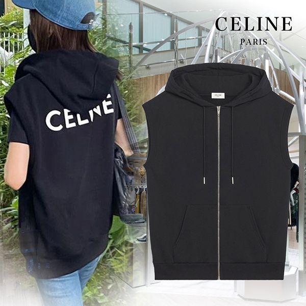 矢田亜希子着用 激レア!セリーヌ偽物 スウェットノースリーブフーディ?2Y375052H.38AW