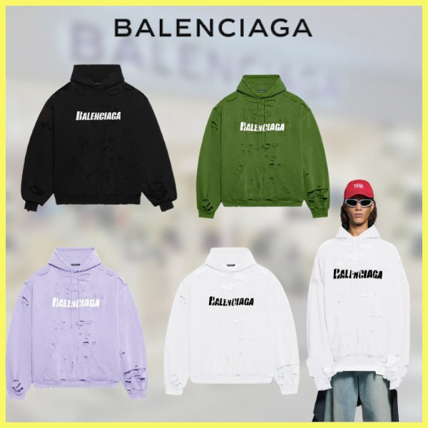 バレンシアガ コピー?CAPS DESTROYED ミディアムフリース フーディ 4色 659403TKVB61093