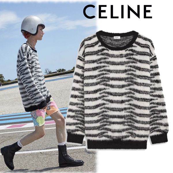 *セリーヌ クルーネックセーター 偽物*オーバーサイズ モヘア クルーネックセーター 2A22K724M.01OB