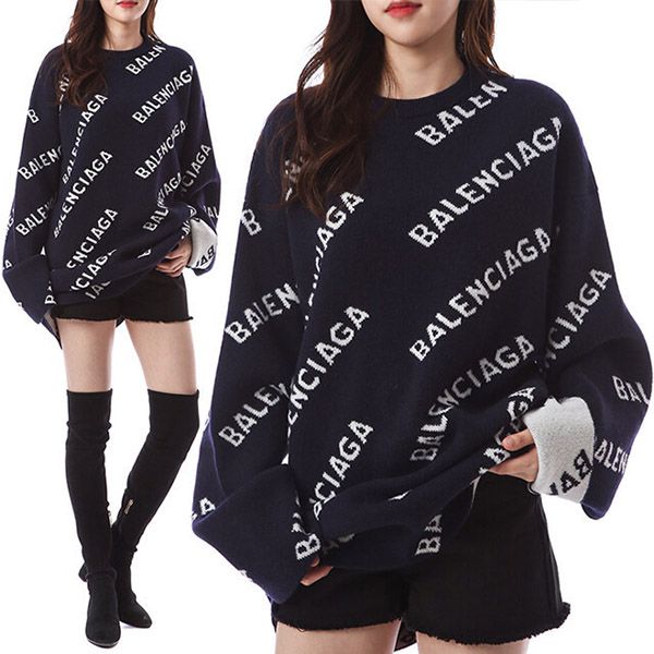 超希少！バレンシアガ コピー★ジャカードロゴ ウールオーバーニット 623283 T1567 4177