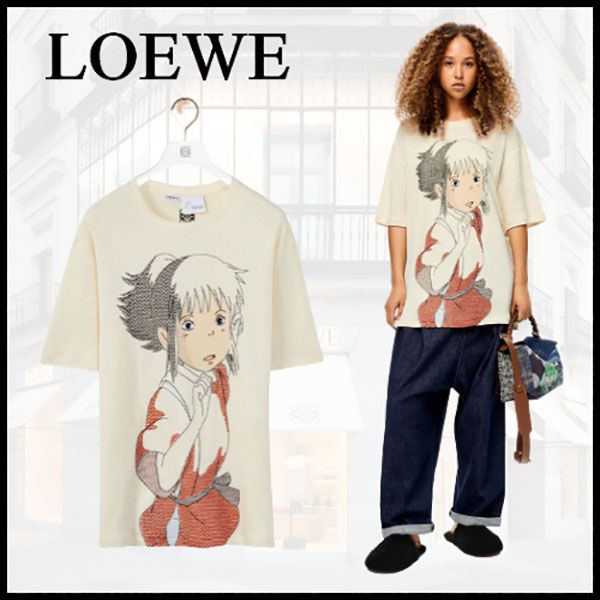 限定コラボ?【ロエベ×ジブリ 偽物】千尋 オーバーサイズ刺繍Tシャツ S928Y22X01