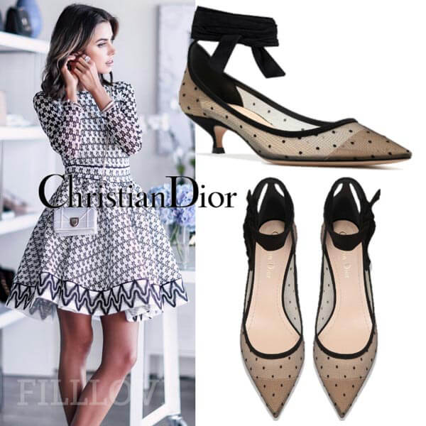 2017AW ディオール▼ディオール サンダル スーパーコピー シースルーとドットが可愛い 足首細見え効果大！パンプス