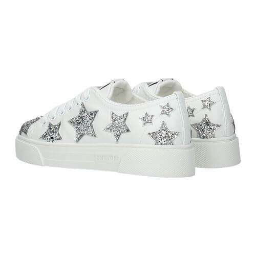 ミュウミュウ スニーカー コピーレザースニーカーシルバーラミネートレザーとグリッター星