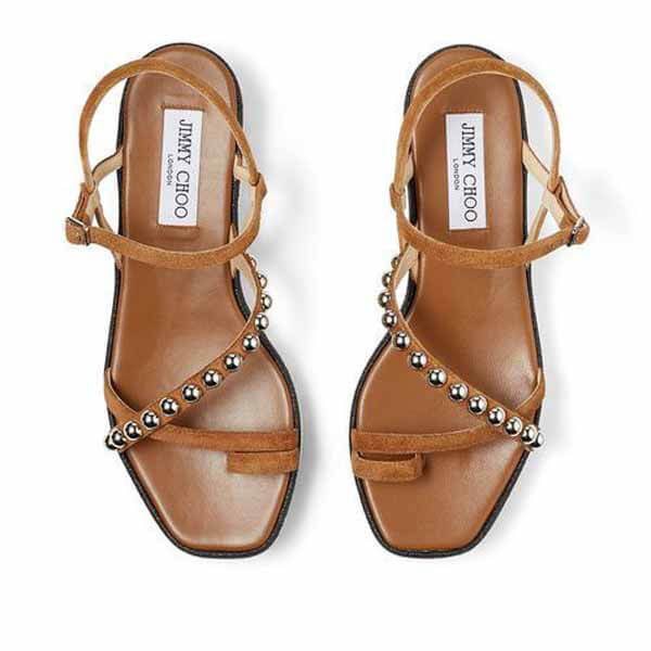 ジミーチュウ DESI FLAT プラットフォーム フラット サンダルスーパーコピー Cuoio