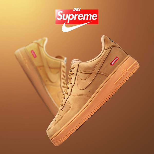 21FW人気新色ナイキ エアフォース1シュプリーム偽物コラボスニーカー エアフォース1 ロー “フラックス”コピー