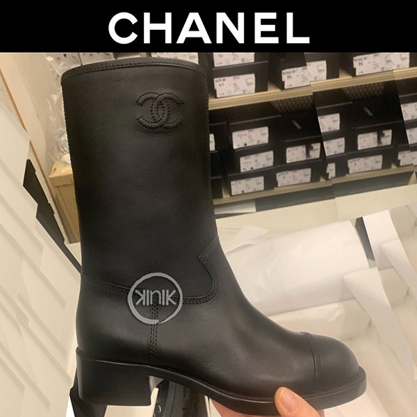 *大人気*シャネル新作 カーフスキン ミドルブーツ 偽物 BLACK☆2色