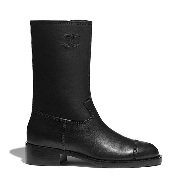 *大人気*シャネル新作 カーフスキン ミドルブーツ 偽物 BLACK☆2色