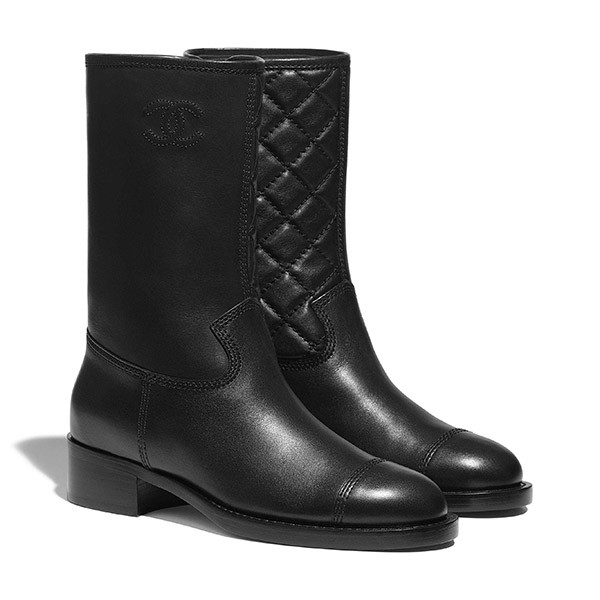 *大人気*シャネル新作 カーフスキン ミドルブーツ 偽物 BLACK☆2色