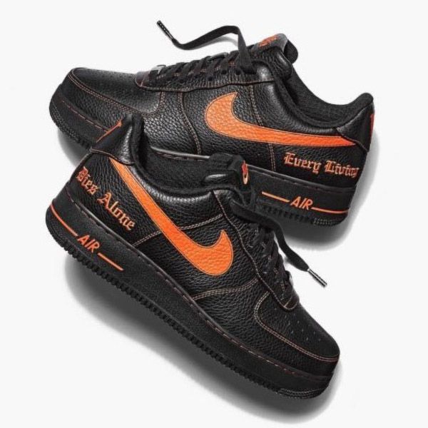 入手困難*大人気*ヴィローン × ナイキ エアフォース1 偽物 ロー ブラック/オレンジ ブレイズ AA5360-001
