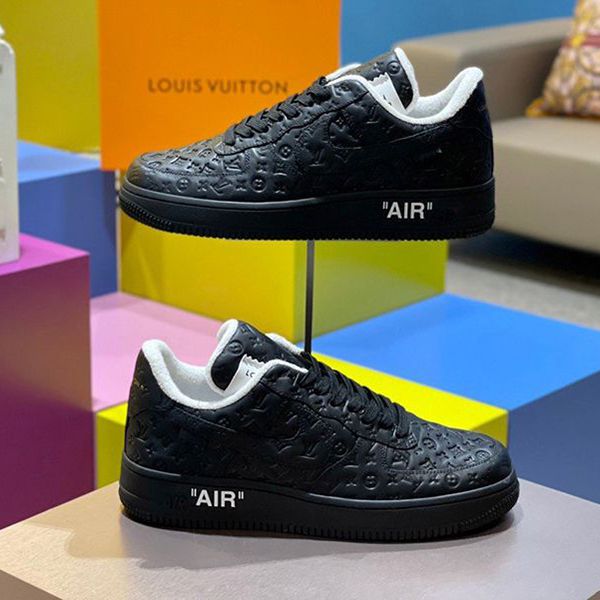 大人気新作！ルイヴィトン ナイキ 偽物◆エアフォース1 コピー コラボスニーカー ブラック