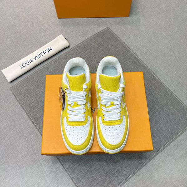 ルイヴィトン ナイキ コピー モノグラム エアフォース1 コラボスニーカー イエローxホワイト