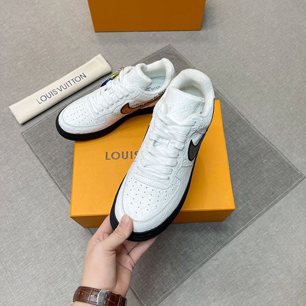 ルイヴィトン ナイキ 偽物 モノグラム エアフォース1 コラボスニーカー ブラックxホワイト