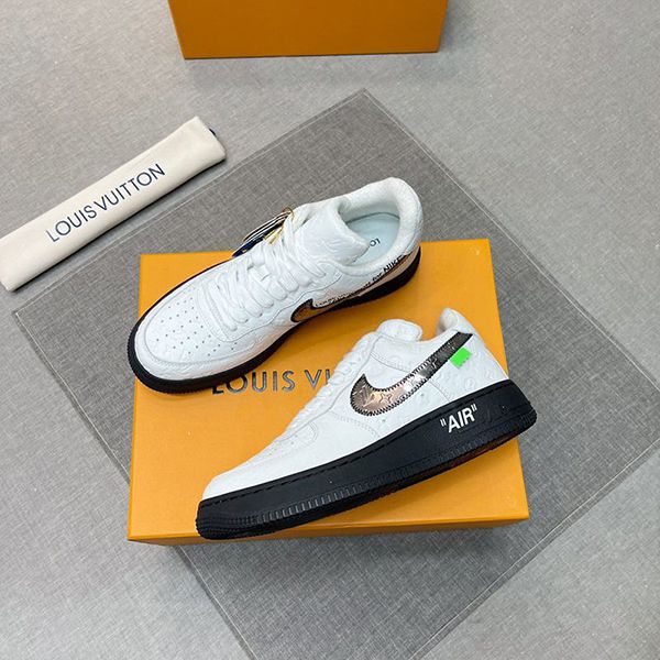 ルイヴィトン ナイキ 偽物 モノグラム エアフォース1 コラボスニーカー ブラックxホワイト