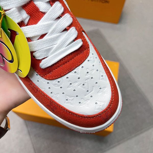 ルイヴィトン ナイキ モノグラム エアフォース1 コピー コラボスニーカー レッドxホワイト