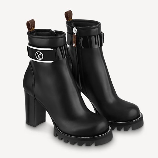 ◆​ルイヴィトン◆アンクルブーツ コピー 靴 ヒールシューズ 黒ブラック1AA0O6 