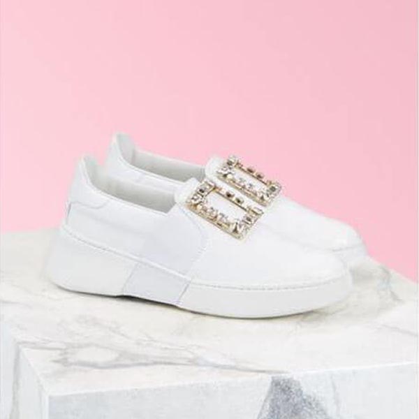 Roger Vivier クリスタルバックル付 レザー スケート スニーカー 21030925