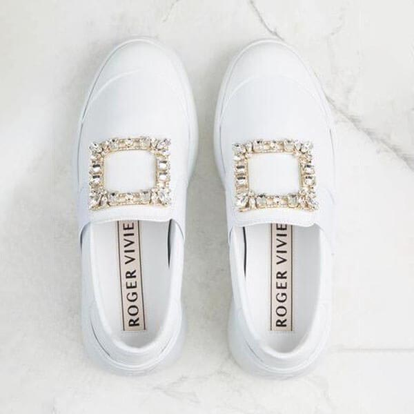 Roger Vivier クリスタルバックル付 レザー スケート スニーカー 21030925