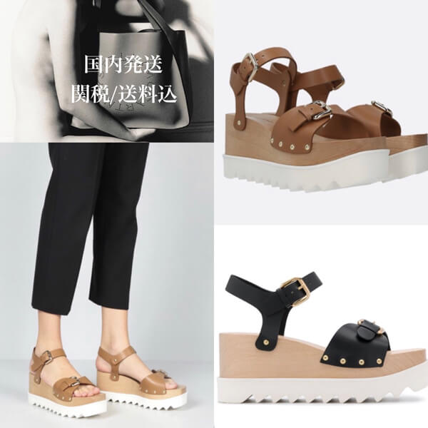 21SS◆Stella McCartney◆Elyse プラットフォームサンダル Cuoio 800317W1DX