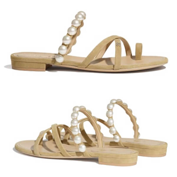 新作☆ シャネル 可愛い　サンダル　コスチュームパール
