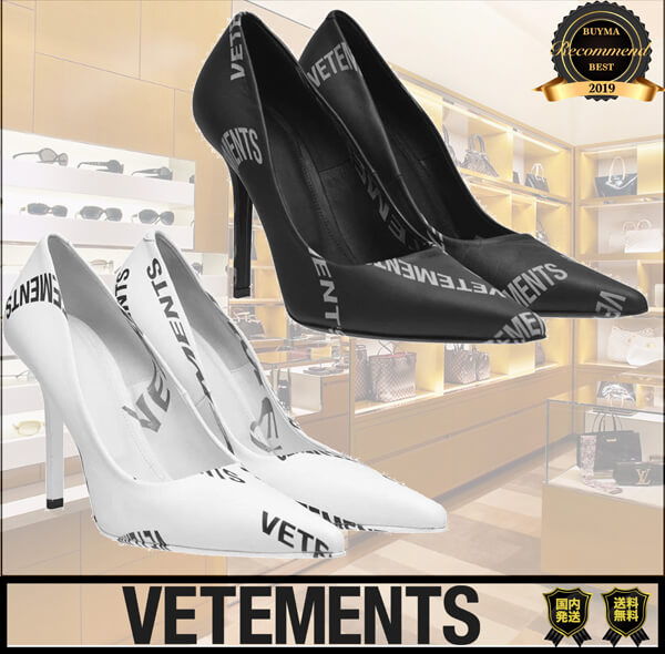 残少 VETEMENTS ヴェトモン ロゴピンヒール コピー 105 LD94