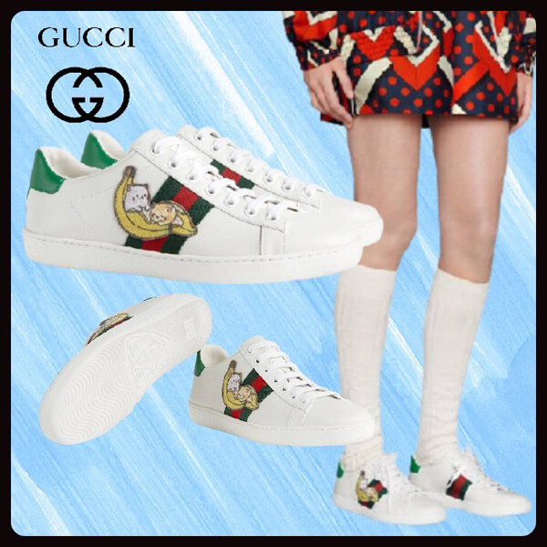【グッチ コピー スニーカー】ばなにゃ x グッチ エーススニーカー 661663 0FI60 9112