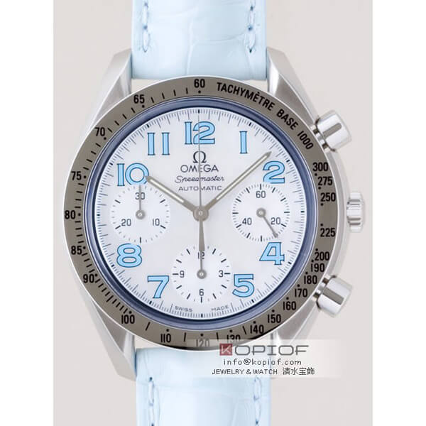 オメガ スピードマスター スーパーコピー3834.71.33 皮 ホワイトシェルブルーアラビア