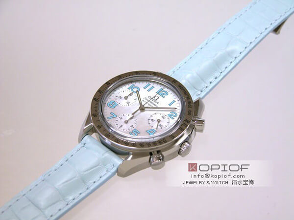 オメガ スピードマスター スーパーコピー3834.71.33 皮 ホワイトシェルブルーアラビア