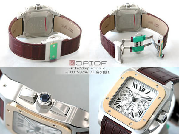 カルティエ サントス100 スーパーコピーW20091X7 SG クロノグラフ 茶皮 ホワイト