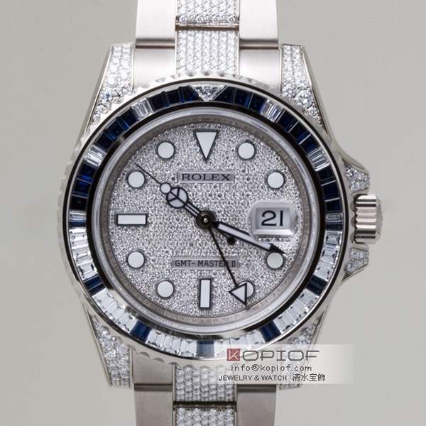 ロレックス GMTマスターII スーパーコピー116759SADP サファイヤダイヤベゼル ブレスラグダイヤ 全面ダイヤ