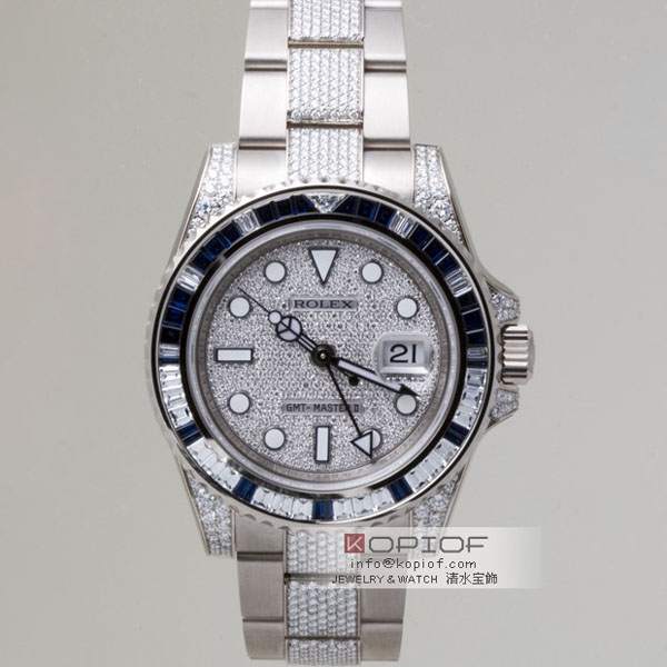 ロレックス GMTマスターII スーパーコピー116759SADP サファイヤダイヤベゼル ブレスラグダイヤ 全面ダイヤ