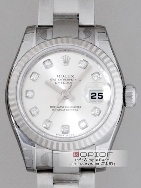 ロレックス デイトジャスト レディース スーパーコピー179174G オイスターブレス シルバー